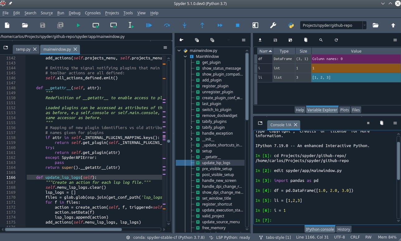 spyder, python, bilimsel kullanım, en iyi geliştirme ortamı, ide