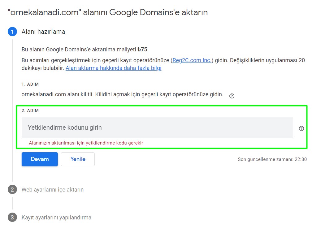 Google Domains’e Alan Adı Taşıma