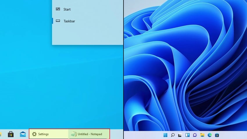 Görev çubuğu işlev farkları