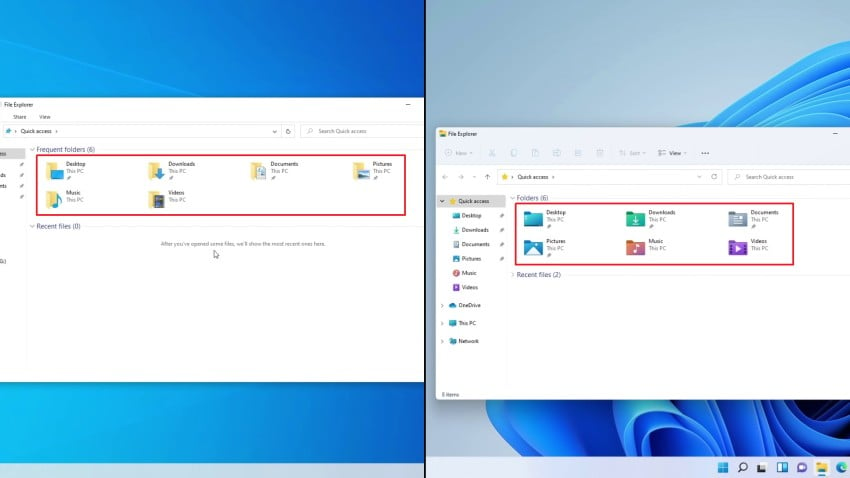 Windows 10 vs Windows 11 Icons