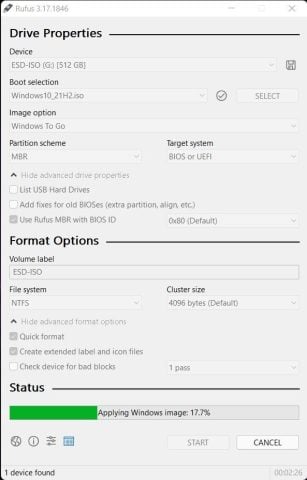 MicroSD kart kurulumu Rufus