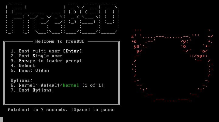 FreeBSD kurulum boot ekranı