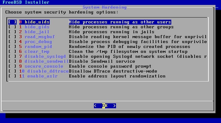 FreeBSD system hardening seçenekleri