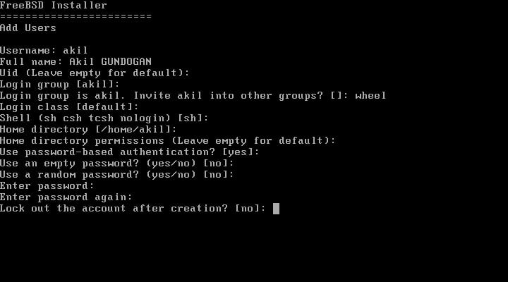 FreeBSD kullanıcı oluşturma