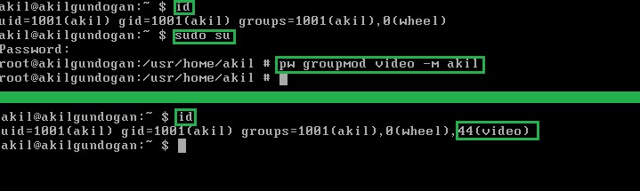 FreeBSD video grubuna kullanıcı ekleme