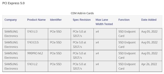 SAMSUNG 990 PRO PCIE 5.0 SSD