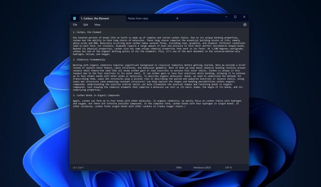 Windows Not Defteri Sekme Desteği Test Kanalına Ulaştı
