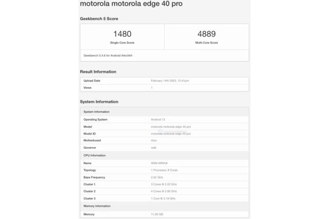 Motorola Edge 40 Pro Geekbench