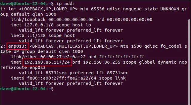 Alamat IP Ubuntu tidak aktif