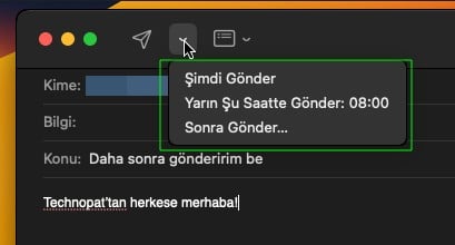 Apple Mail - Zamanlanmış Posta Gönder