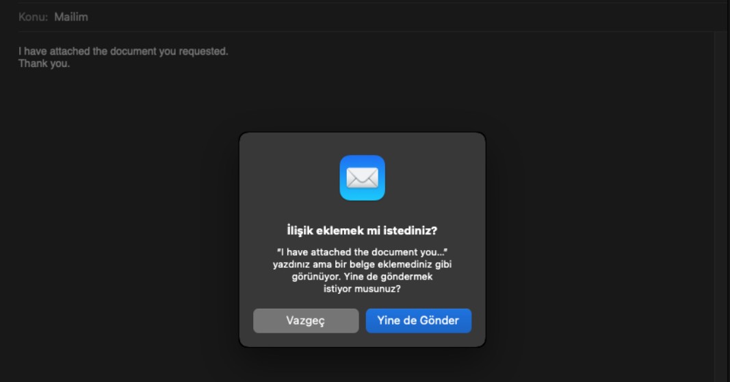 Apple Mail - İlişikleri Eklemek mi İstediniz?