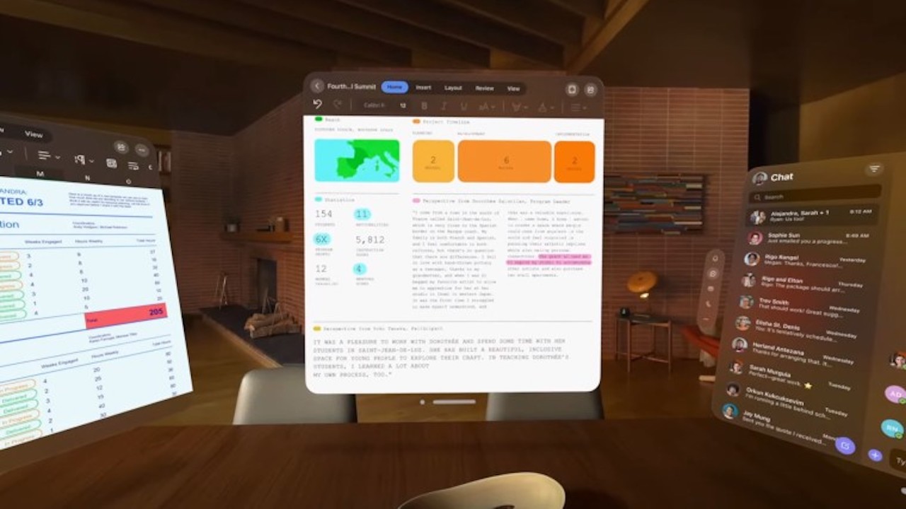 Word Excel Teams Vision Pro