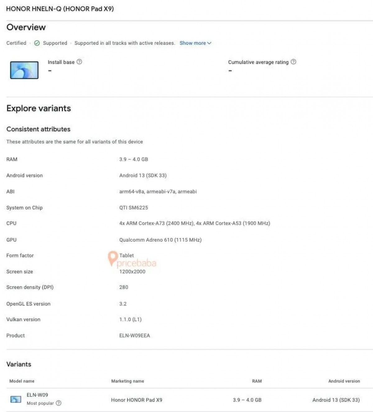 Honor Pad X9 Google Play Console