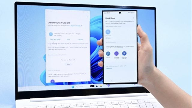 Samsung, Windows Quick Share Dosya Aktarım Uygulamasını Bütün Laptop'lara Getiriyor
