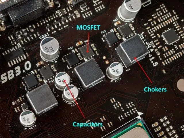 VRM'nin temel bileşenleri-bobin-MOSFET-Kapasitör