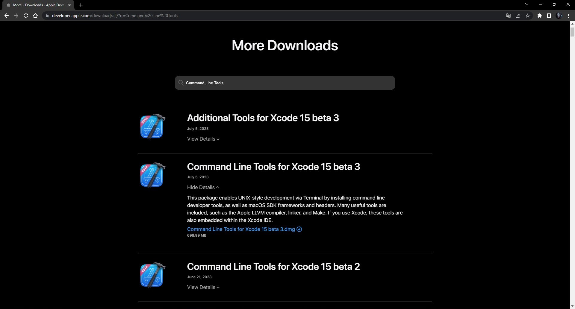 Xcode 15 Komut Satırı Aracı