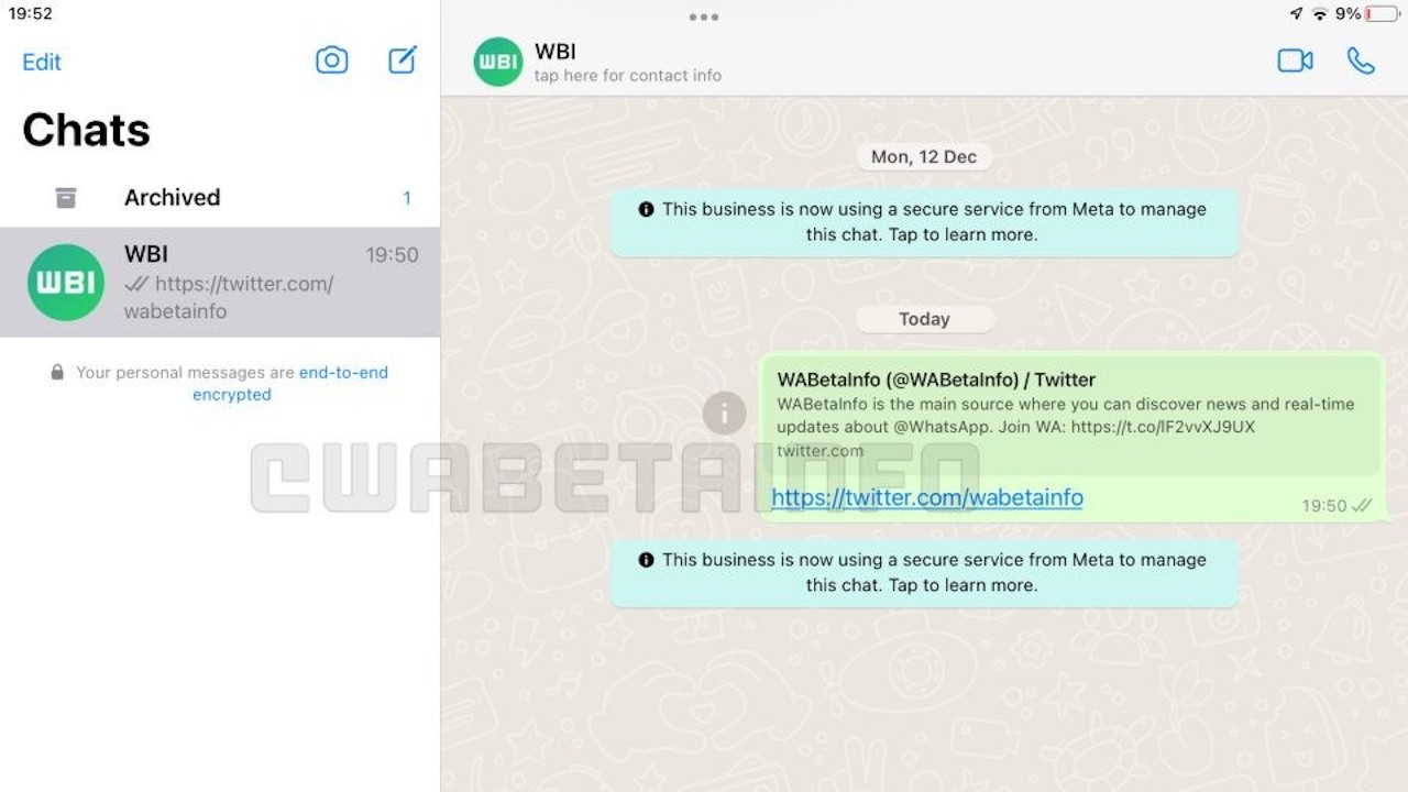 WhatsApp Beta iPad