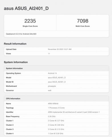 Asus ROG Phone 8 Ultimate Geekbench