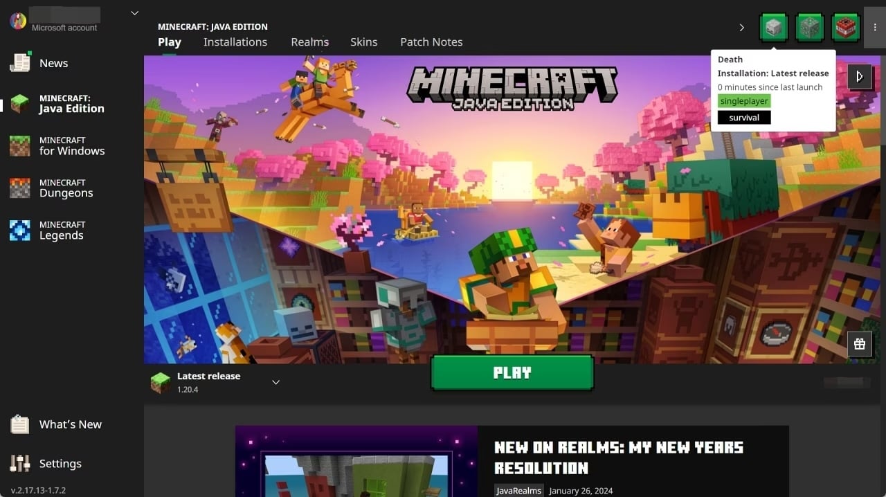 Minecraft Java Bedrock Quick Play