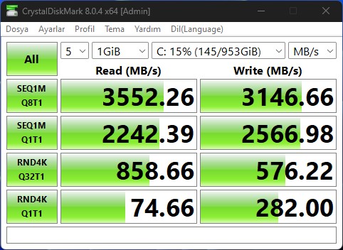 GoodRAM PX500 CrystalMark testi