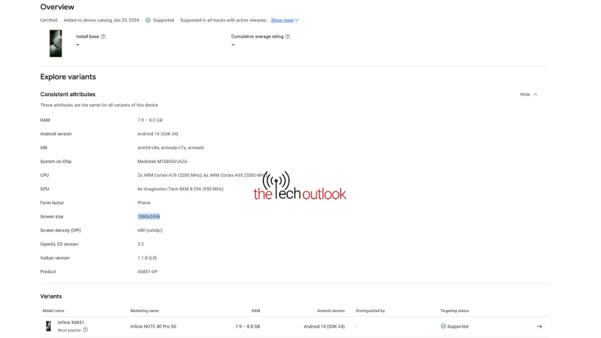 Infinix Note 40 Pro 5G Google Play Console