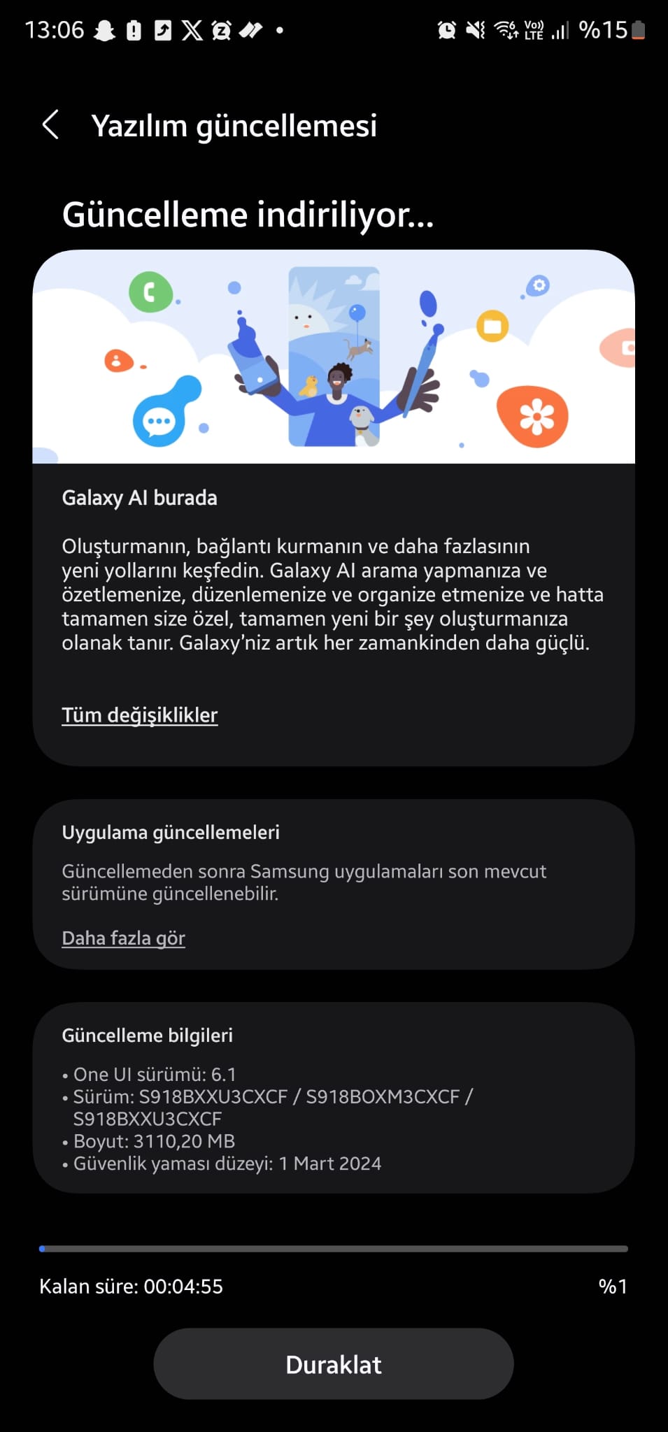 One UI 6.1 güncellemesi