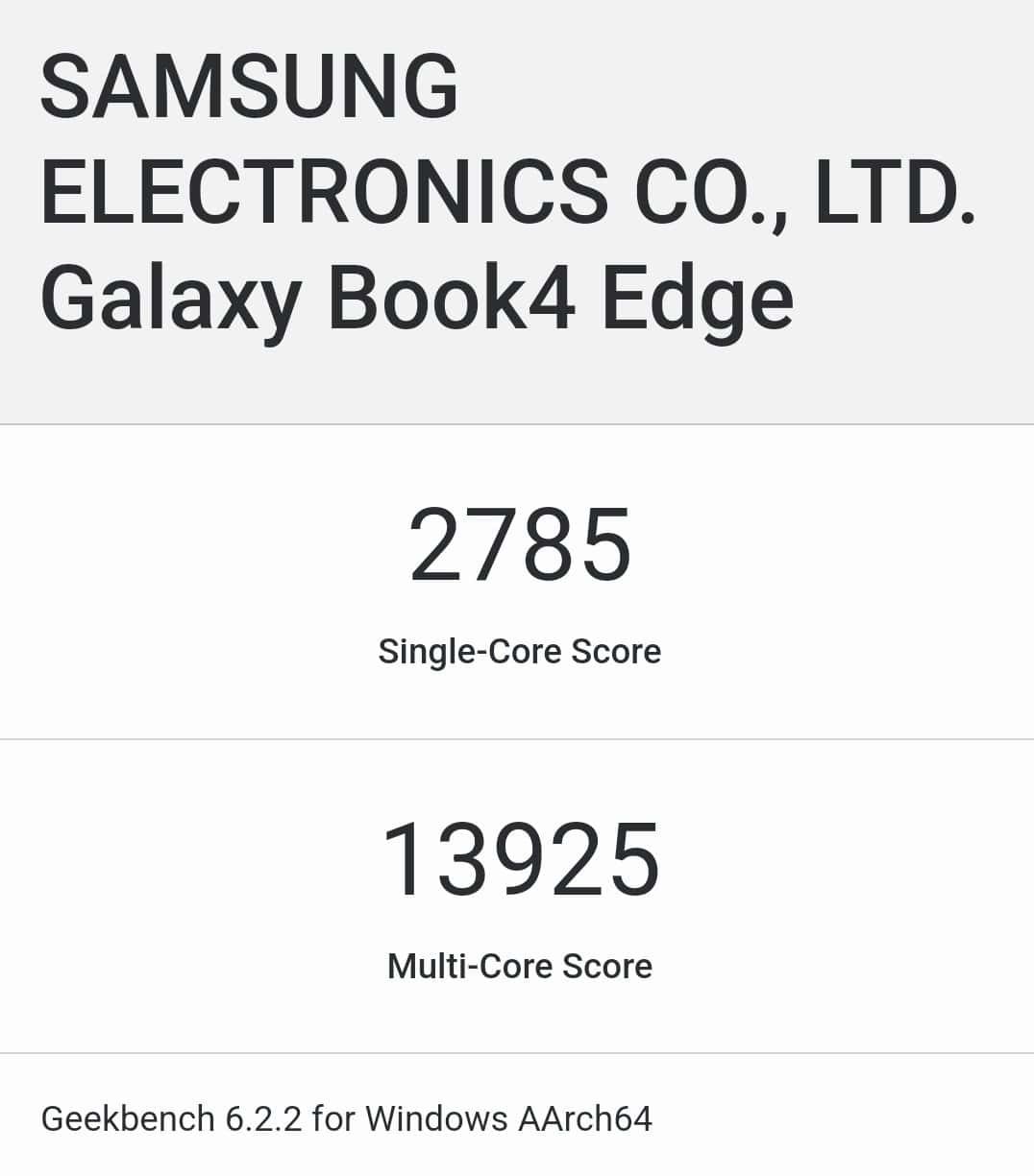 Samsung Galaxy Book 4 Edge Geekbench