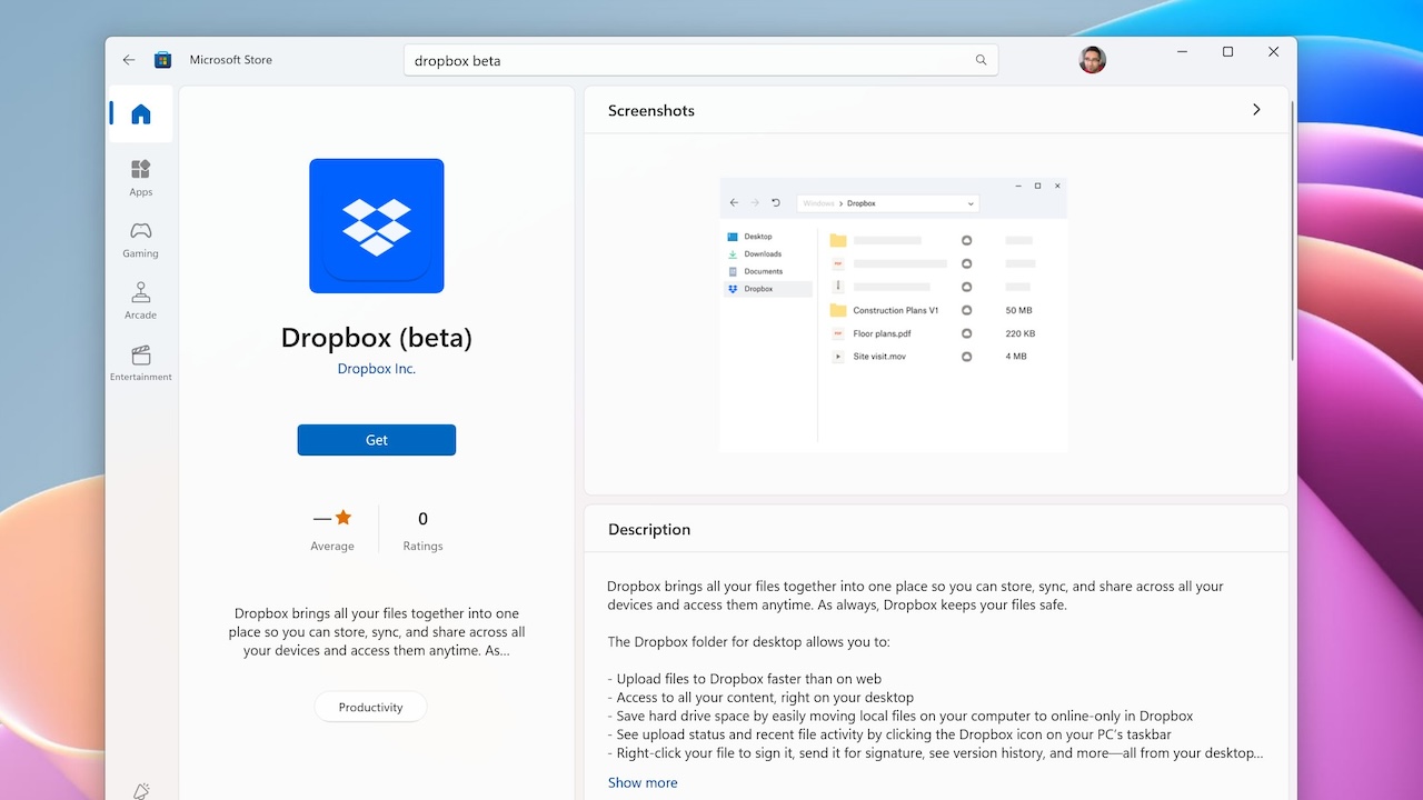 Dropbox Microsoft Store