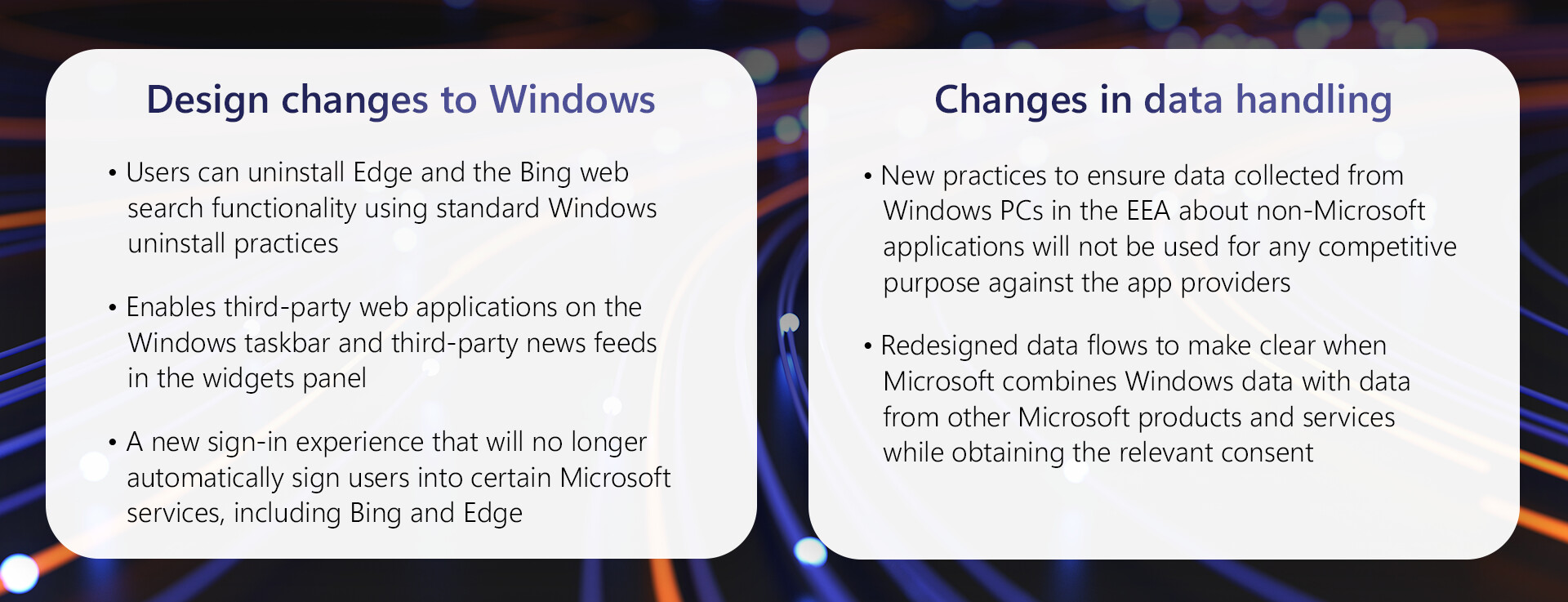 Microsoft DMA değişiklikleri grafiği.