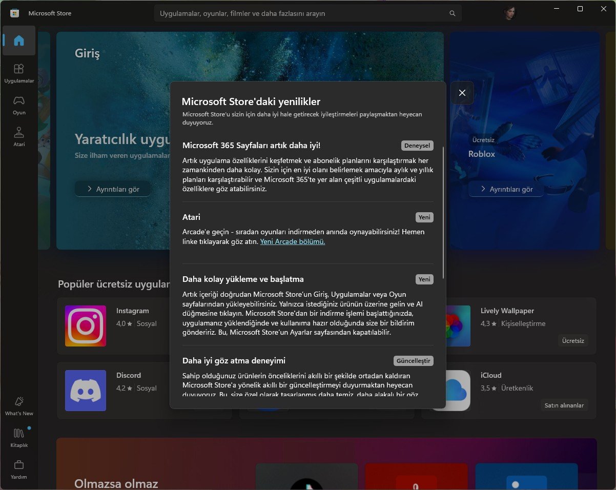 Microsoft Store Değişiklik Günlüğü
