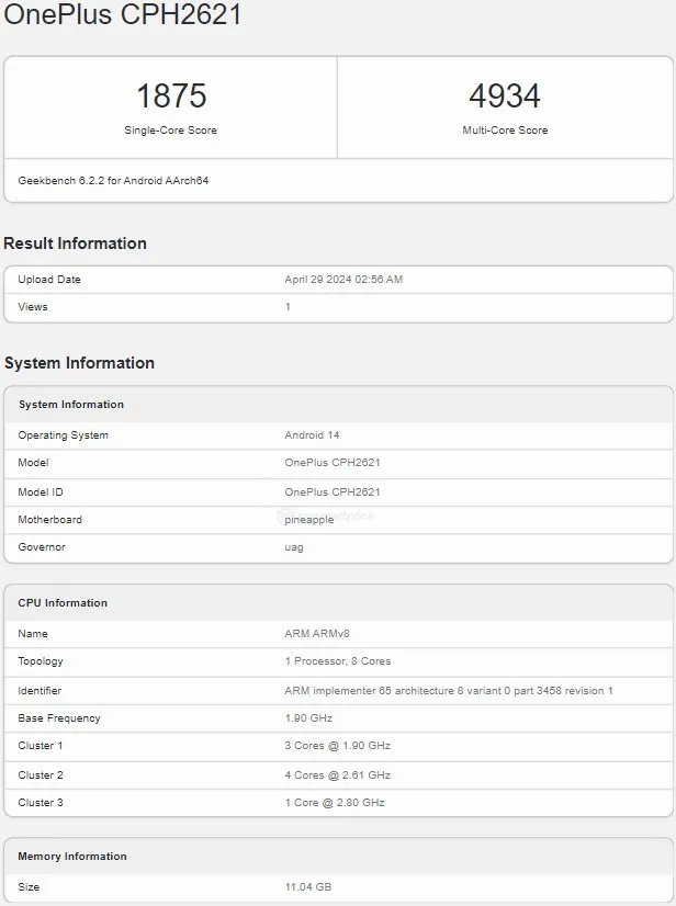 OnePlus Nord 4 Geekbench
