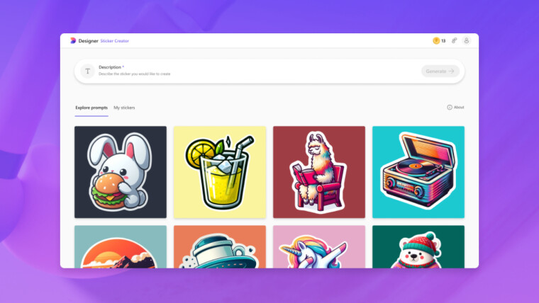 Microsoft Designer çıkartma oluşturma.