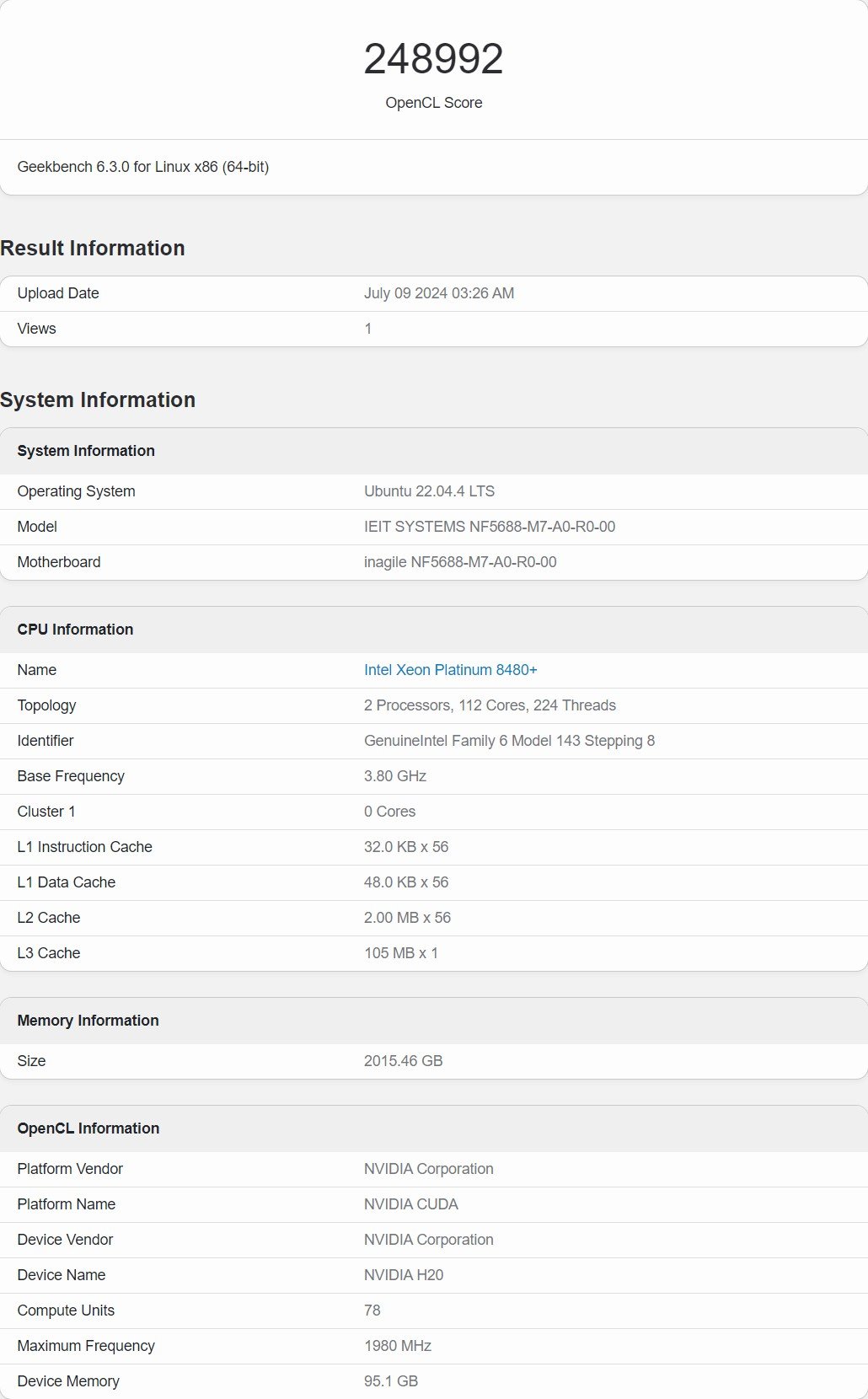 NVIDIA H20 GPU Benchmark Testi