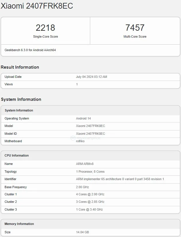 Redmi K70 Ultra Geekbench Testinde Görüldü