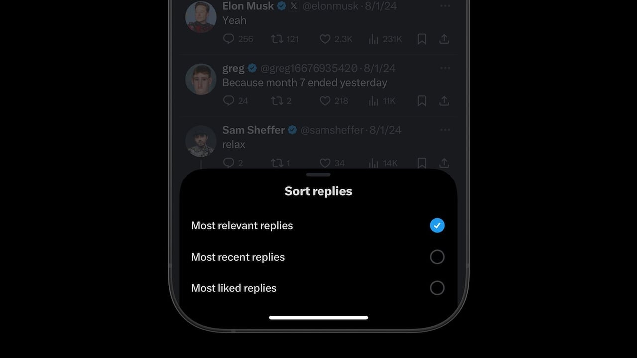 X Yanıtları Sıralama