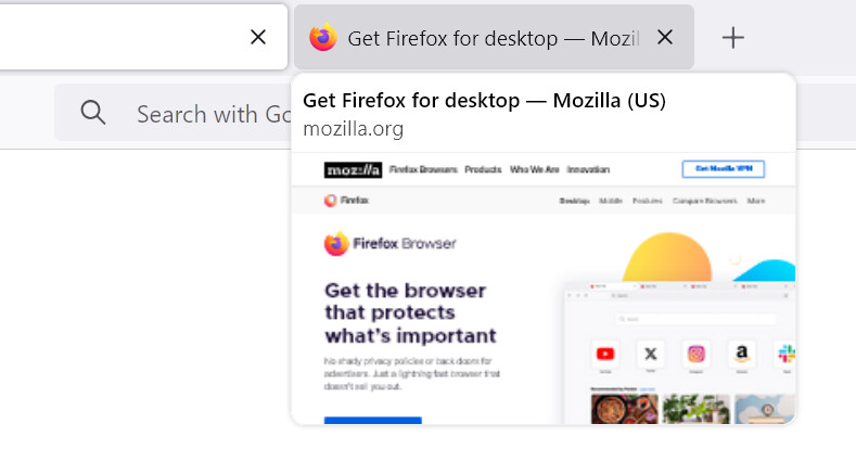 Firefox 131 sekme önizleme