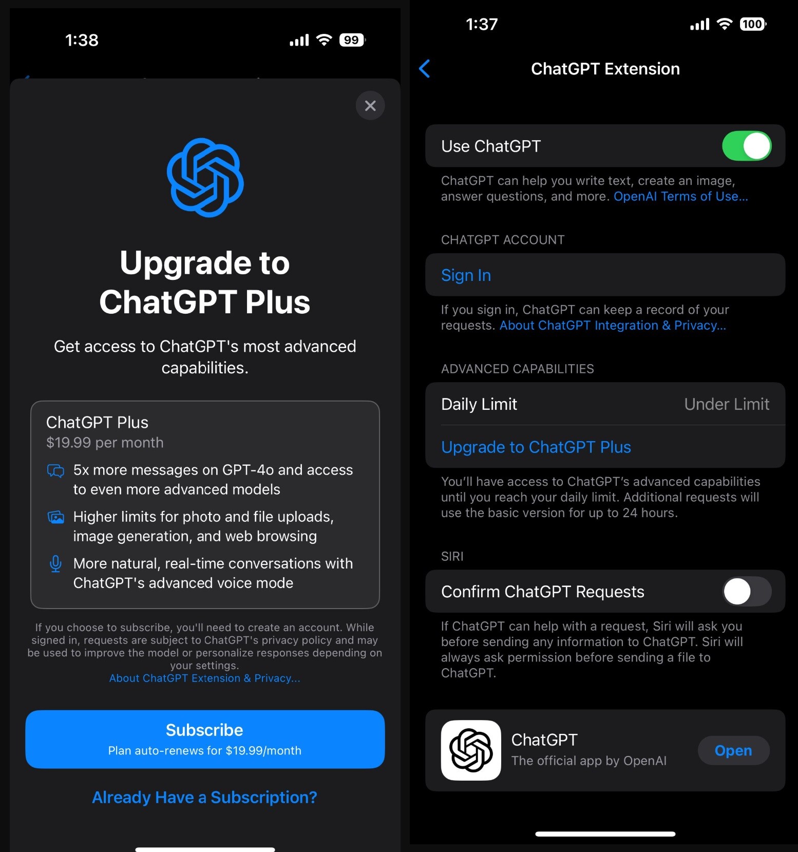 ChatGPT Plus y&uuml;kseltmesi.