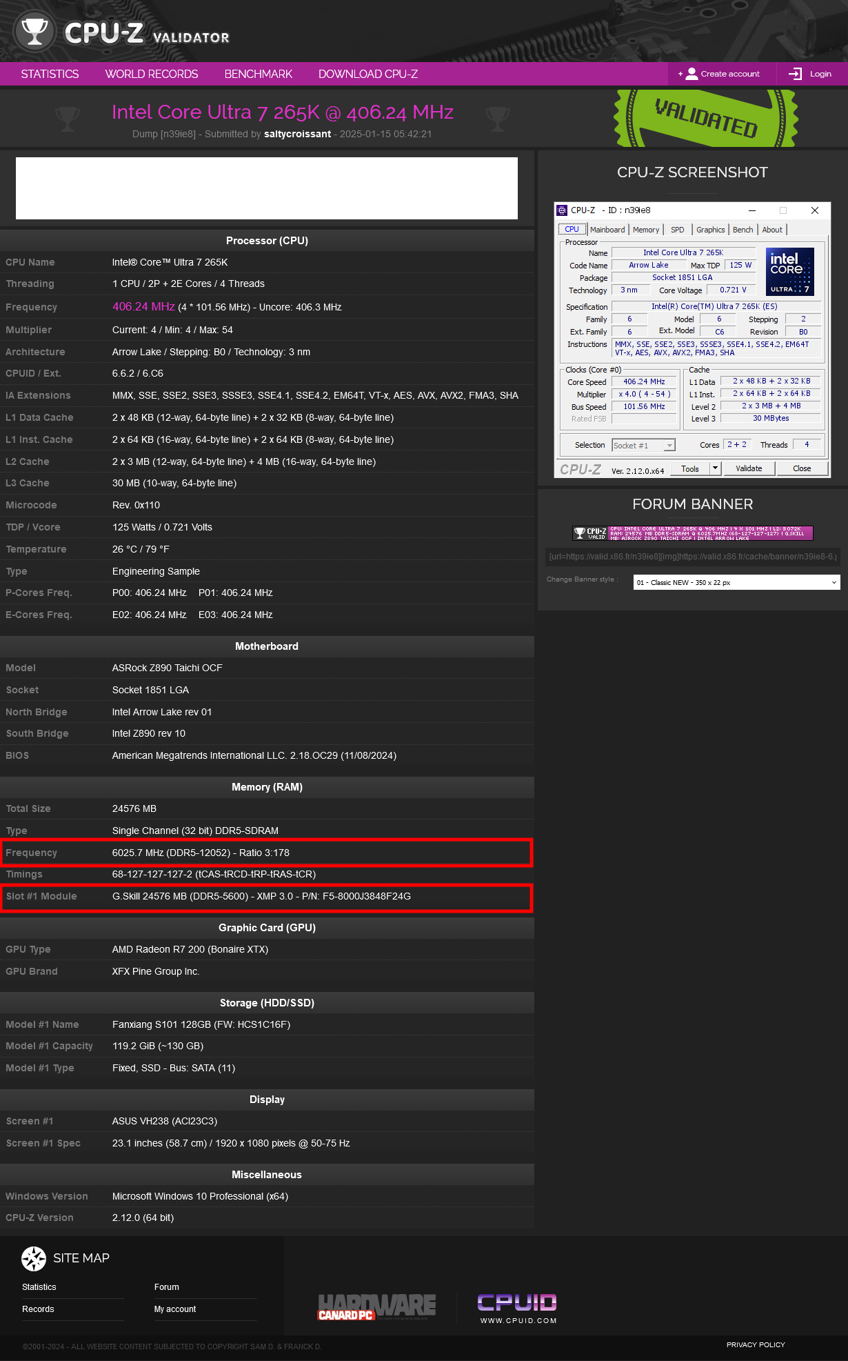 G.SKILL DDR5-12052 Overclock