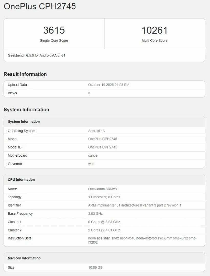 OnePlus 15 Geekbench skoru ortaya çıktı