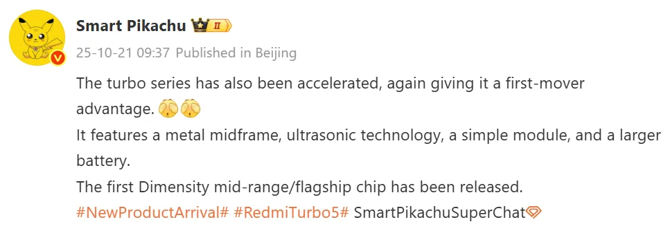 Devasa bataryalı Redmi Turbo 5 ortaya çıktı