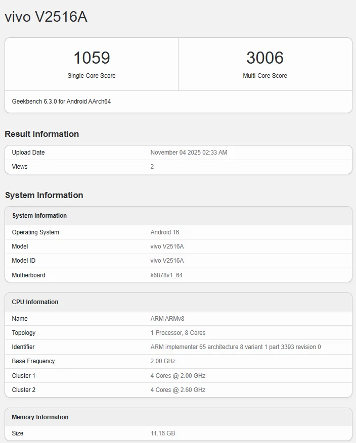 vivo Y500 Pro Geekbench skoru ortaya çıktı