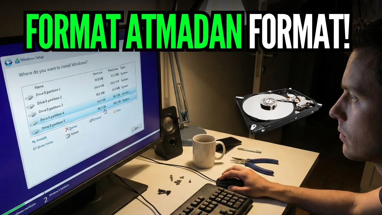 Windows kurulumunda DiskPart ile diski tamamen temizleme rehberi