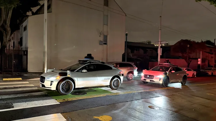 SAN FRANCISCO, CA - DECEMBER 20: Waymo driverless car is not able to detect traffic lights after a major power outage in San Francisco, California, United States on December 20, 2025. (Photo by Tayfun Coskun/Anadolu via Getty Images)