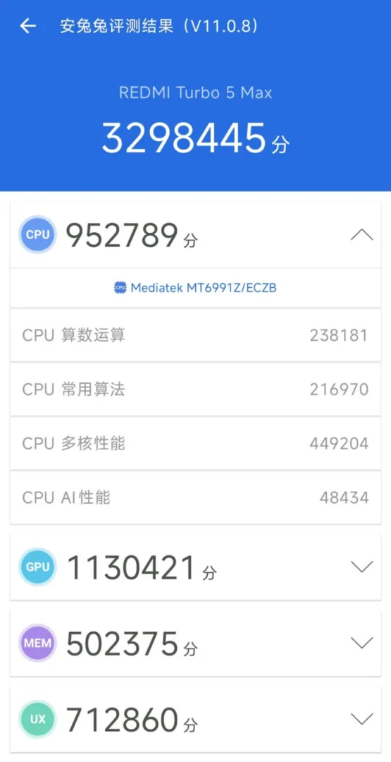Redmi Turbo 5 Max AnTuTu skoru ortaya &ccedil;ıktı