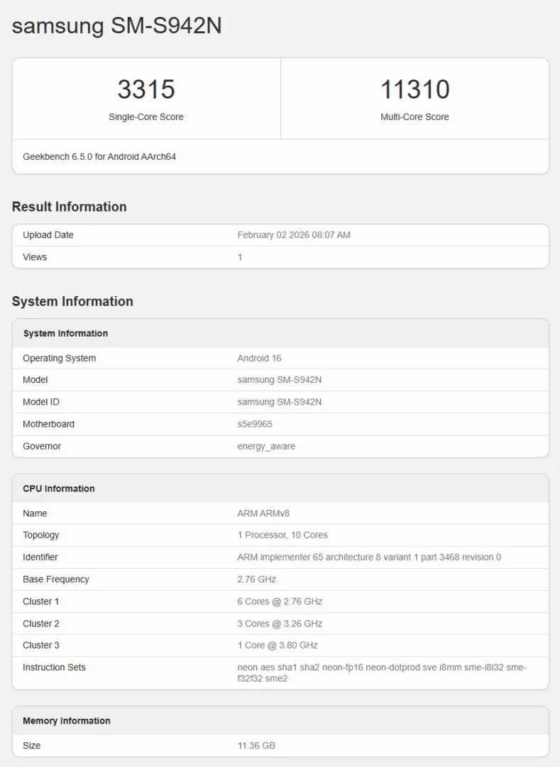 Galaxy S26 performans testinde